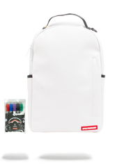 THE SHARKBBAG DIY WHITE BACKPACK (VEGAN LEATHER & INNER MONEY LINING) & MARKERS INCLUDED